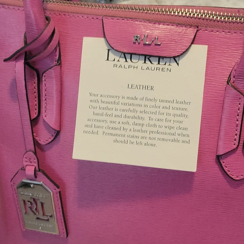 Ralph Lauren pink leather dome satchel crossbody - Picture 9 of 9